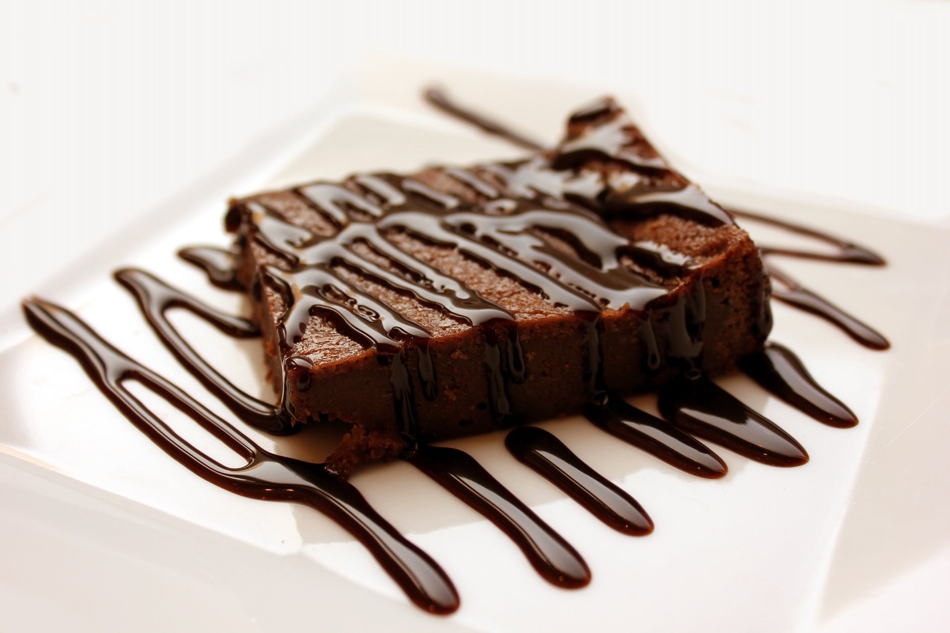 chocolate with milted chocolate on white ceramic plate